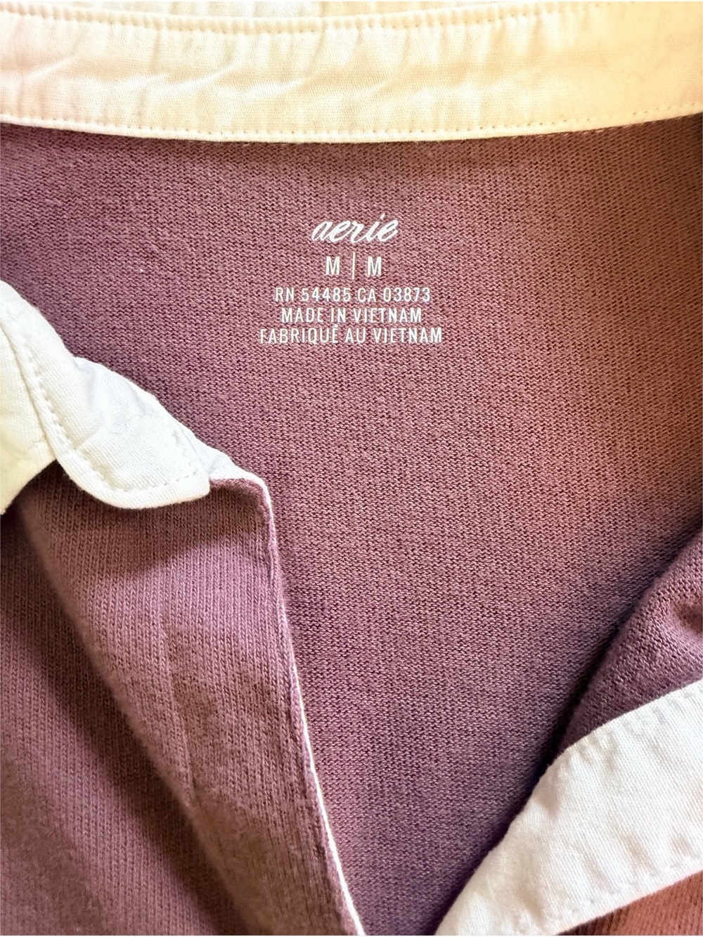 Aerie Long Sleeve Cropped Polo T-Shirt in Mauve, Size M - Picture 4 of 11